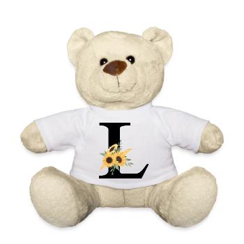 Letter l floral sunflower - Teddy Bear - white - Front