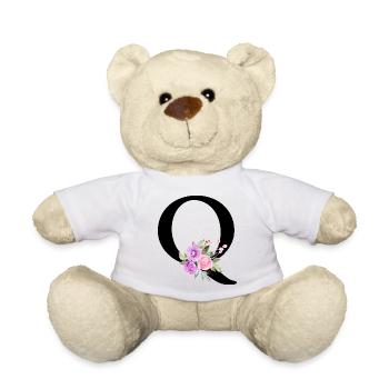 Lettre q floral violet - Nounours - blanc - Devant