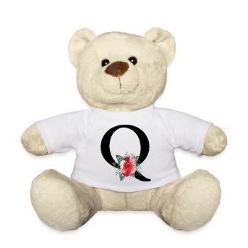 Lettre q floral rouge - Nounours - blanc - Devant