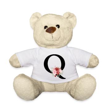 Lettre q floral rouge - Nounours - blanc - Devant