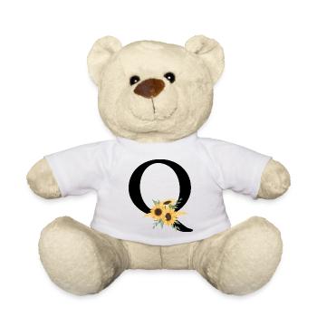 Lettre q floral tournesol - Nounours - blanc - Devant