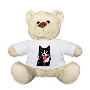 Katze Naschkatze Lolli Süßigkeiten - Teddy - Weiß - Vorne