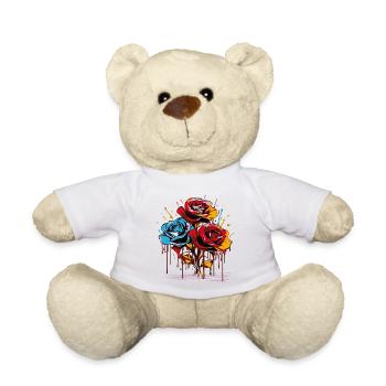 Flowers Women girl power design art female rose - Teddy Bear - white - Front