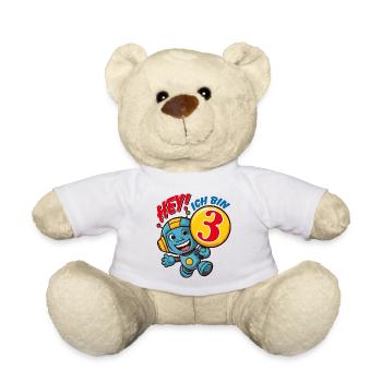 Kleiner lustiger Roboter dritter Geburtstag - Teddy - Weiß - Vorne