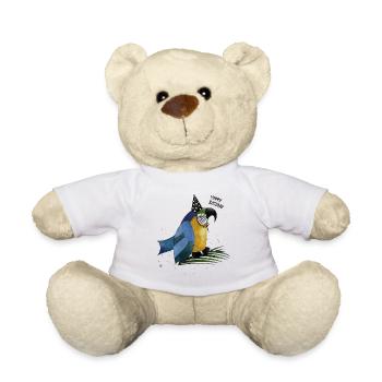 Happy Birthday Parrot Illustration - Teddy Bear - white - Front