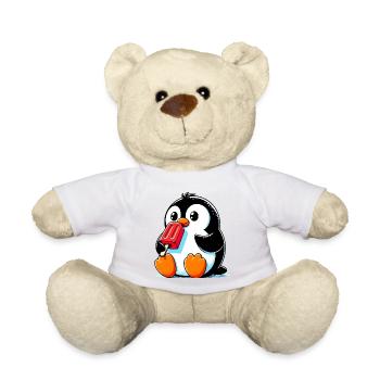 Pinguin isst ein Eis am Stiel - Teddy - Weiß - Vorne
