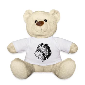 Indianerhäuptling grinst listig Cartoon einfarbig - Teddy - Weiß - Vorne