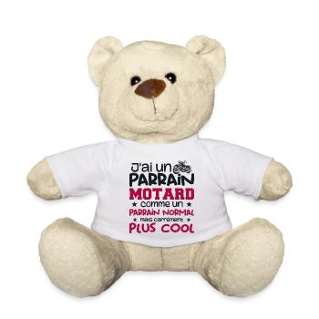 J'ai Un Parrain Motard, Cadeau Parrain Motard Moto - Nounours - blanc - Devant