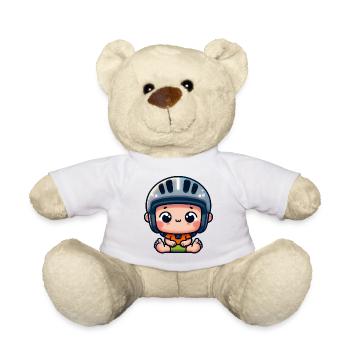 Baby Helmet - Baby with Cap - Teddy Bear - white - Front
