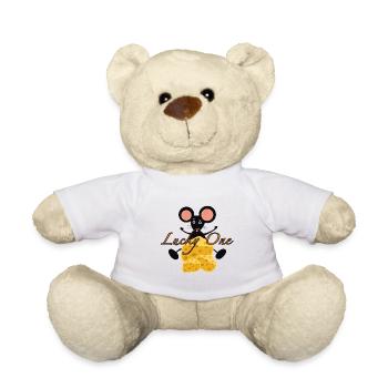 Whimsical Mouse with Cheesy Quirk - Teddy Bear - white - Front