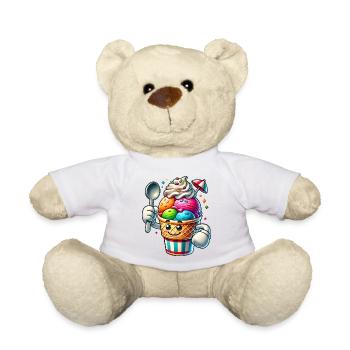 cheerful cartoon ice cream motif for summer fun - Teddy Bear - white - Front