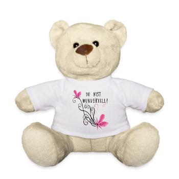 Du bist wundervoll, Blumenranke - Teddy - Weiß - Vorne
