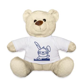 Süßer Nerd DJ Hase Kaninchen Mischpult Party Musik - Teddy - Weiß - Vorne