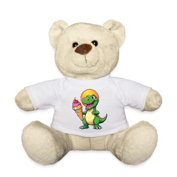 Lustiger Dino mit großer bunter Eistüte - Teddy - Weiß - Vorne