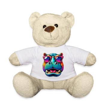Hippopotamus with Sunglasses - Teddy Bear - white - Front