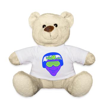 Erbeere DJ Obst Gesicht Grinst Party Club Musik - Teddy - Weiß - Vorne