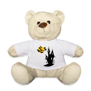 Witch's house with moon and bats - Teddy Bear - white - Front