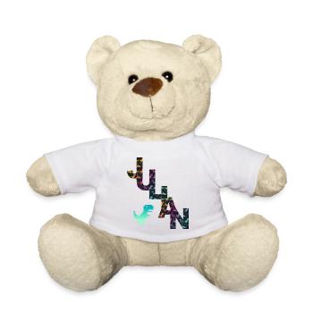 JULIAN - Beau prénom de garçon avec dinosaure - Nounours - blanc - Devant
