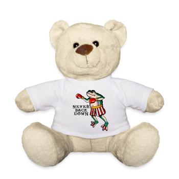 Frog Fighter Never Back Down Classic Tattoo Style - Teddy Bear - white - Front