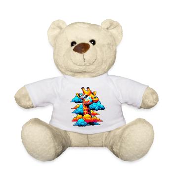 Giraffe with head in cloud clouds - Teddy Bear - white - Front
