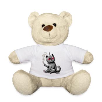 Kiffy Cat // Die verwirrte Katze mit Joint - Teddy - Weiß - Vorne