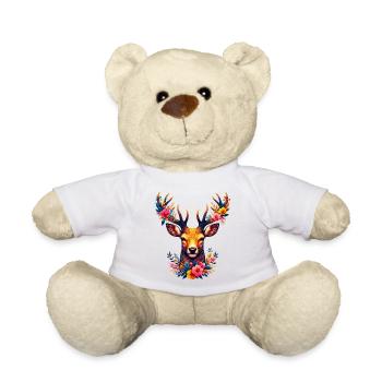Cerf décoré de fleurs - Nounours - blanc - Devant