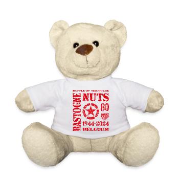 AVM Bastogne NUTS 80th Anniversary 1944 2024 Red - Teddy Bear - white - Front