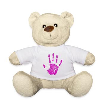 Handprint painted identity fingers and palm - Teddy Bear - white - Front