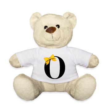 Lettre o nœud jaune - Nounours - blanc - Devant