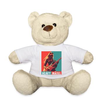 Heavy Girl, Woman with Electric Guitar - Teddy Bear - white - Front
