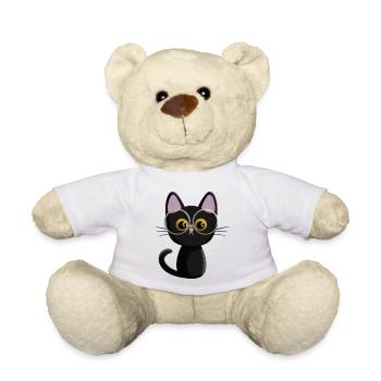 Schwarze Katze - Teddy - Weiß - Vorne