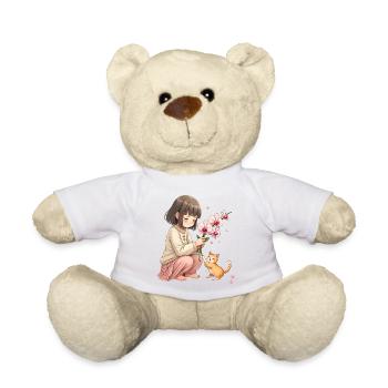 A moment with the cat - Teddy Bear - white - Front