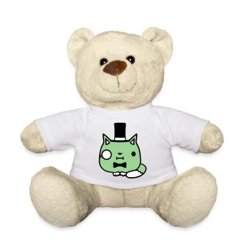 Sir Cat Gentleman Chapeau haut de forme Monocle Rich Gentleman - Nounours - blanc - Devant