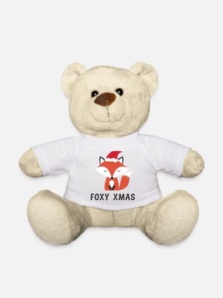 Niedlicher Fuchs mit Weihnachtsmütze Foxy Xmas - Teddy - Weiß