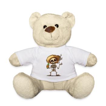 Skelett Totenkopf Totenschädel Zigarre Schnaps - Teddy - Weiß - Vorne
