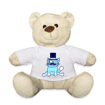 Sir Cat Gentleman Chapeau haut de forme Monocle Rich Gentleman - Nounours - blanc - Devant