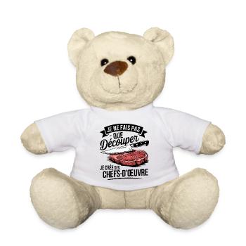Cadeau pour boucher ou cuisto - Nounours - blanc - Devant