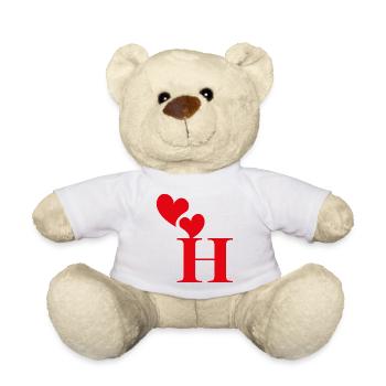 Lettre h cœur rouge - Nounours - blanc - Devant