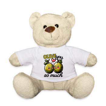 Olive You So Much - Jeu de mots drôle sur l’amour pour Verlie - Nounours - blanc - Devant