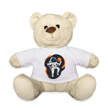 Astronaut Playing Basketball in Space - Fun design - Teddy Bear - white - Front