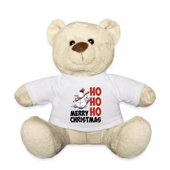 "HoHoHo Frohe Weihnachten" der Skischneemann - Teddy - Weiß - Vorne