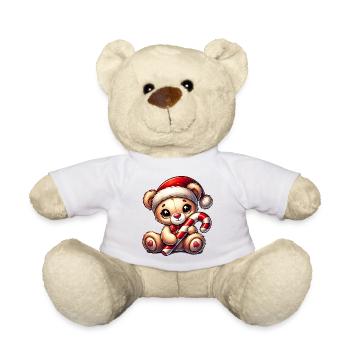 Teddy bear with candy cane – Sweet Christmas design - Teddy Bear - white - Front
