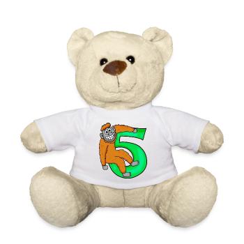 5. Geburtstag Motiv Affe - 5 jahre - Teddy - Weiß - Vorne