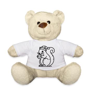 Squirrel with hat and biscuit Christmas - Teddy Bear - white - Front
