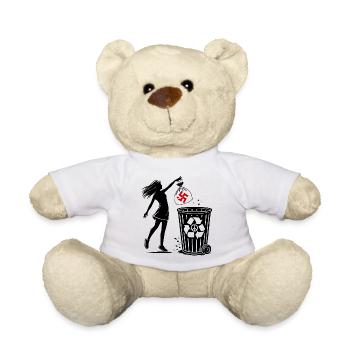 FCK NZS - Against the Right - keep your environment clean - Teddy Bear - white - Front