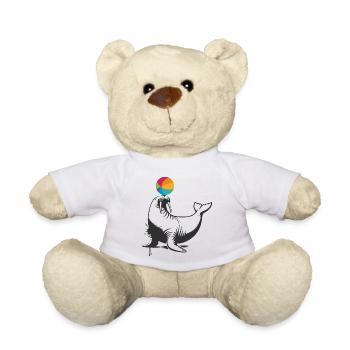 Walross mit farbenfrohen Ball im Stencil-Stil - Teddy - Weiß - Vorne