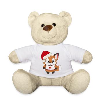 Bébé renard avec chapeau de Père Noël - Nounours - blanc - Devant