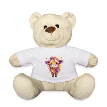 Highland Cow Playful Adorable Fun Animal Colorful - Teddy Bear - white - Front