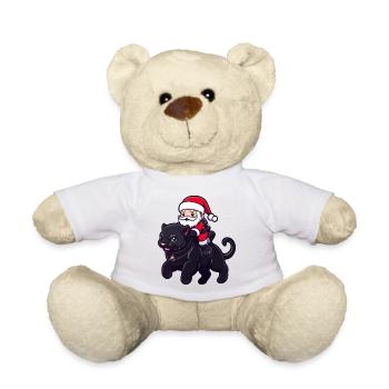 Panther Santa Claus Cartoon - Teddy Bear - white - Front