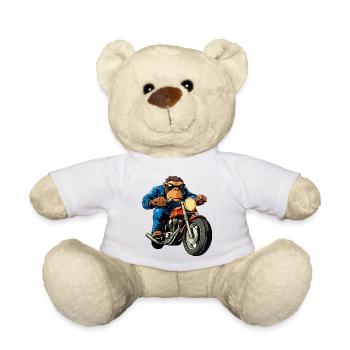Motorcyclist Monkey - Teddy Bear - white - Front